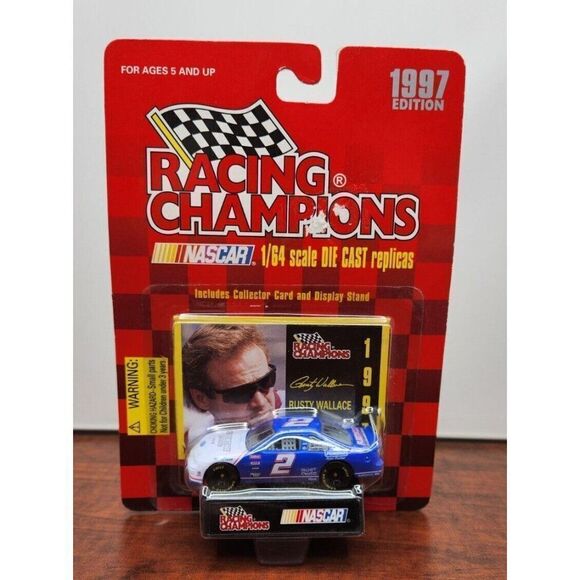 Vintage 1997 Racing Champions 1:64 #2 Rusty Wallace Diecast NASCAR Stand Card - Picture 1 of 9